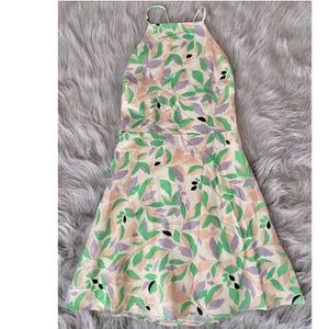 GB by Gianni Bini Nwt High Neck Lace Up Back Linen Blend Mini Dress Large L